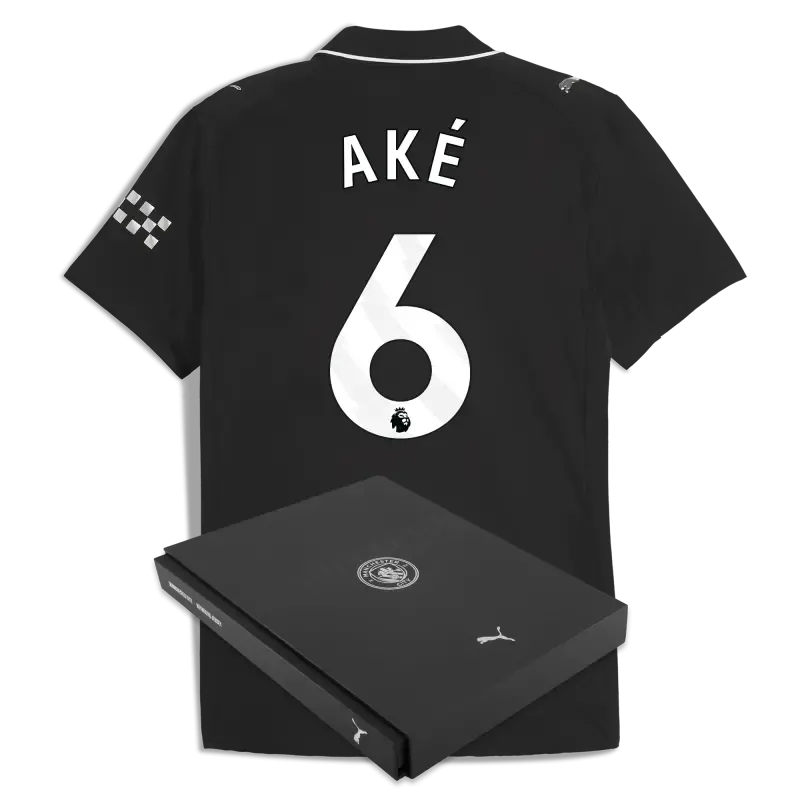 Manchester City Away Authentic Jersey 2025/26 With AKÉ 6 Printing in Gift Box