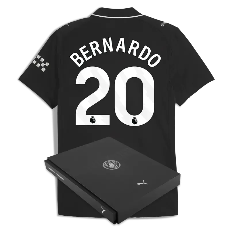 Manchester City Away Authentic Jersey 2025/26 With BERNARDO 20 Printing in Gift Box