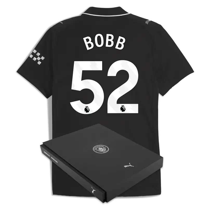 Manchester City Away Authentic Jersey 2025/26 With BOBB 52 Printing in Gift Box