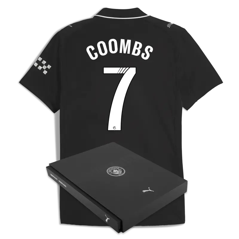 Manchester City Away Authentic Jersey 2025/26 With COOMBS 7 Printing in Gift Box