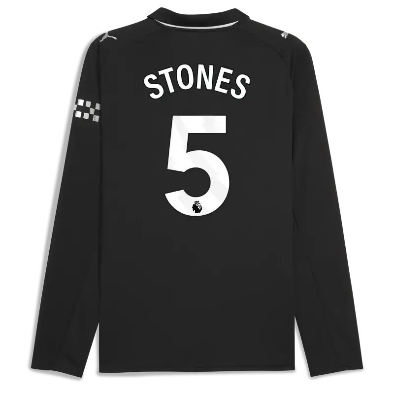 Manchester City Away Jersey 2025/26 Long Sleeve With STONES 5 Printing