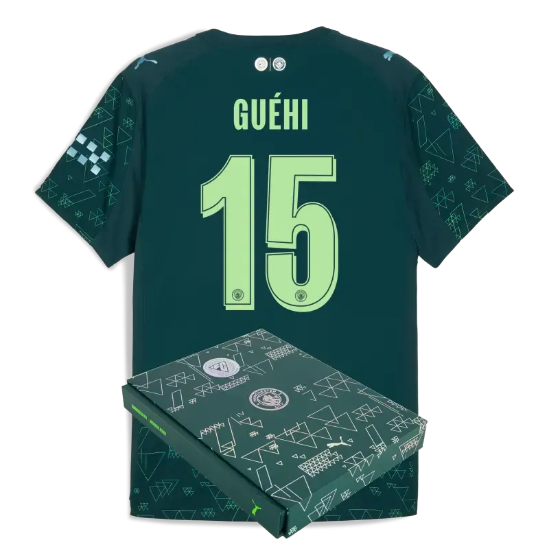 Manchester City EA SPORTS FC Authentic Jersey 2025/26 With GUéHI 15 Printing in Gift Box