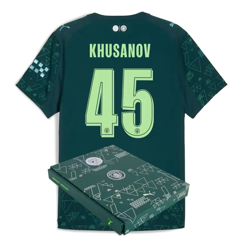 Manchester City EA SPORTS FC Authentic Jersey 2025/26 With KHUSANOV 45 Printing in Gift Box