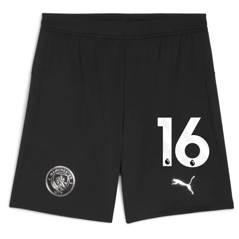 Manchester City Football Shorts Black 2025/26 With #16