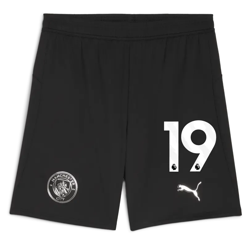 Manchester City Football Shorts Black 2025/26 With #19