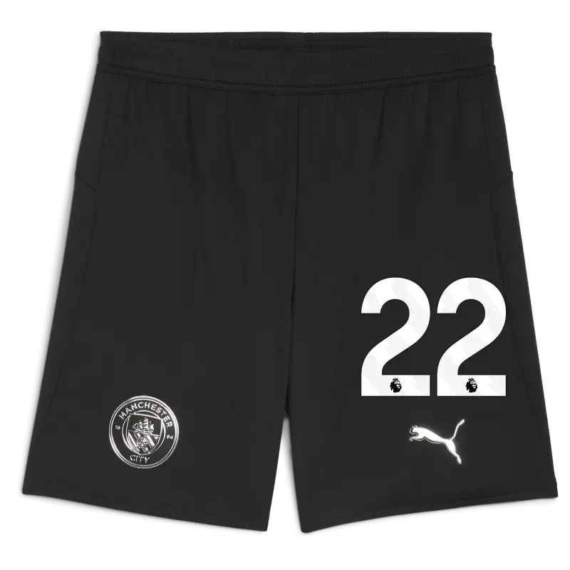 Manchester City Football Shorts Black 2025/26 With #22