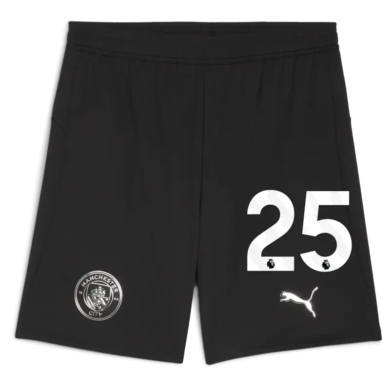 Manchester City Football Shorts Black 2025/26 With #25
