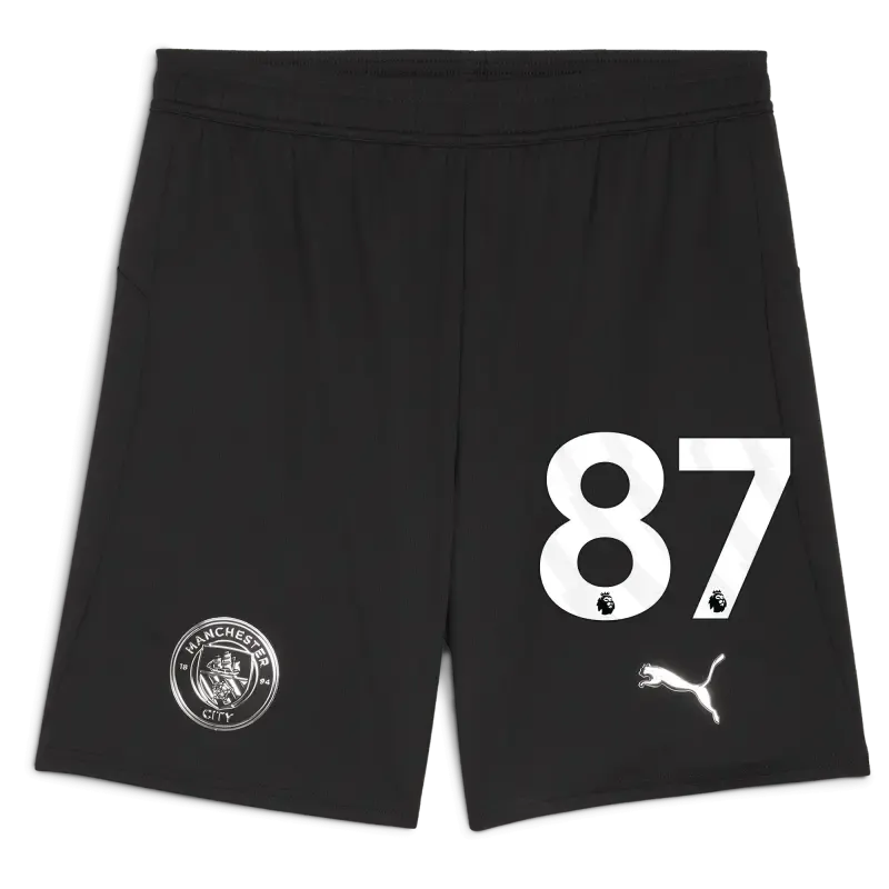 Manchester City Football Shorts Black 2025/26 With #87