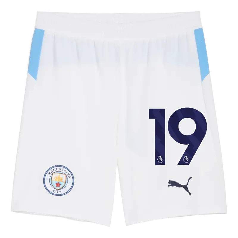Manchester City Football Shorts White 2025/26 With #19