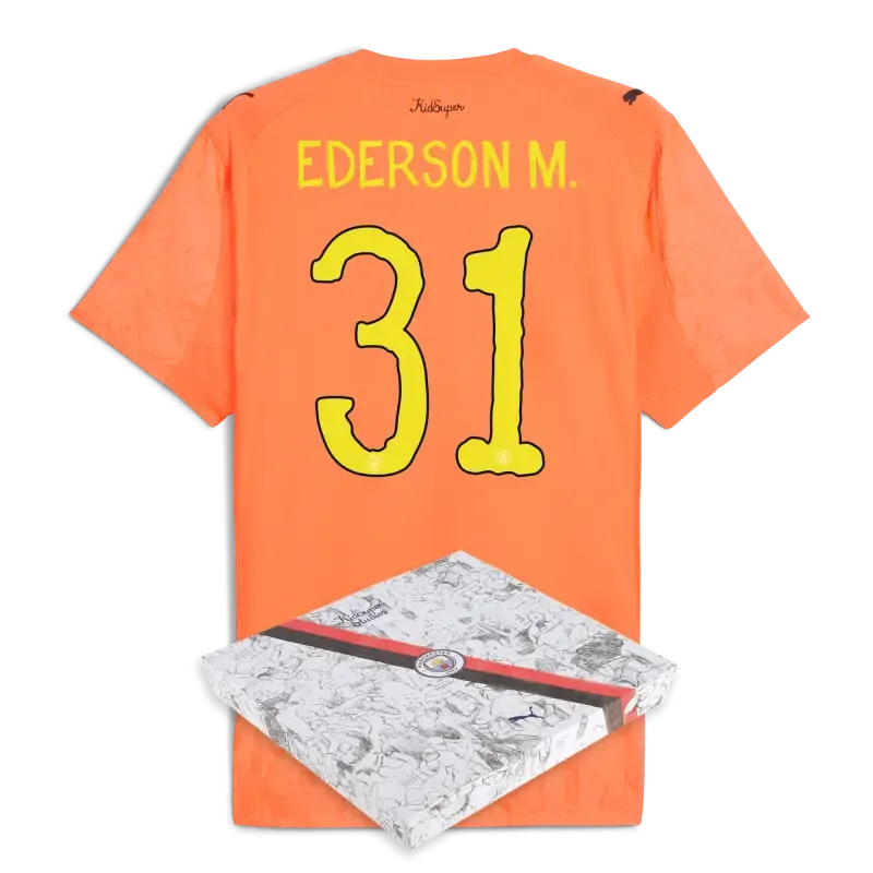 Manchester City GK KidSuper Authentic Jersey Orange 2025/26 With EDERSON M. 31 printing in gift box