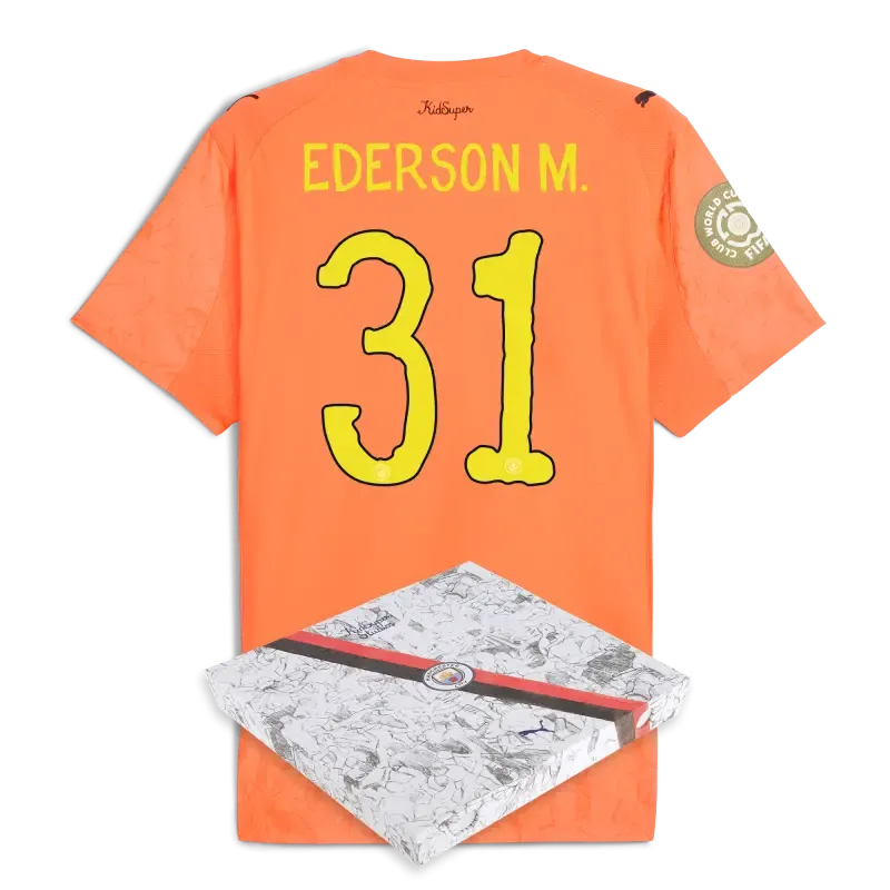 Manchester City GK KidSuper Club World Cup Authentic Jersey Orange 2025/26 With EDERSON M. 31 printing in gift box