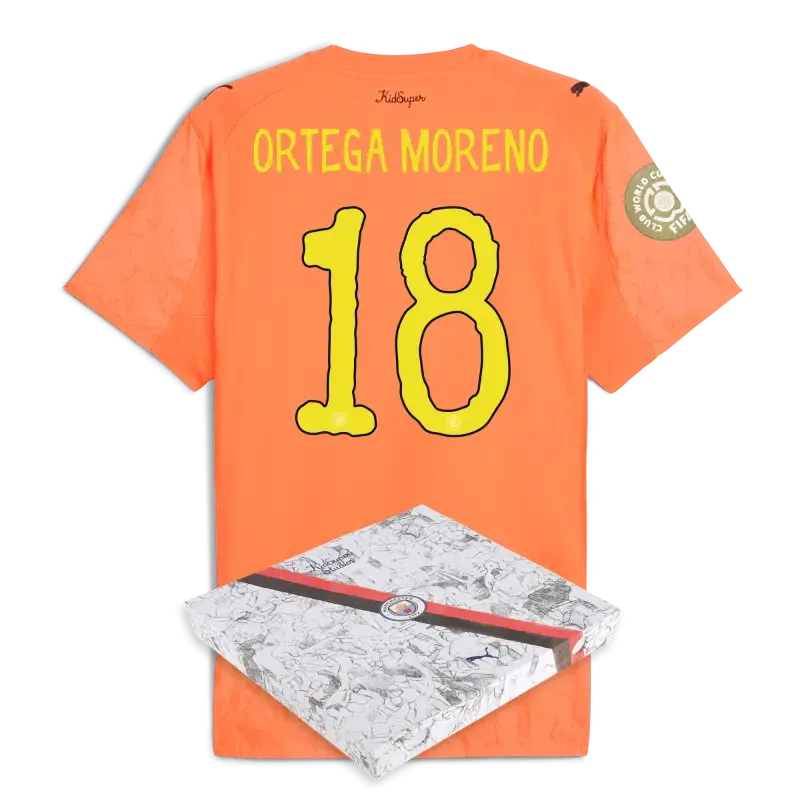 Manchester City GK KidSuper Club World Cup Authentic Jersey Orange 2025/26 With ORTEGA MORENO 18 printing in gift box