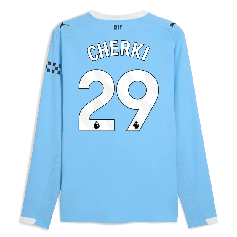 Manchester City Home Authentic Jersey 2025/26 Long Sleeve With CHERKI 29 Printing