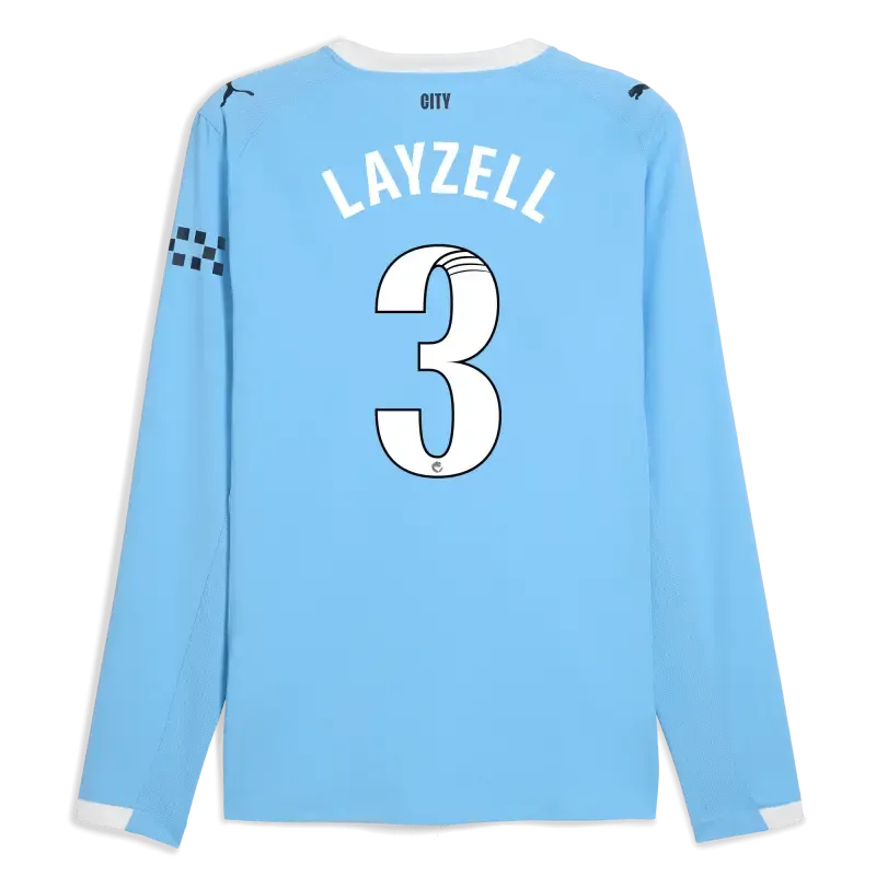 Manchester City Home Authentic Jersey 2025/26 Long Sleeve With LAYZELL 3 Printing