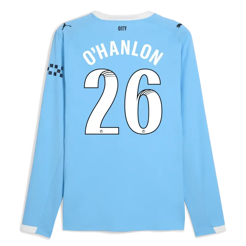 Manchester City Home Authentic Jersey 2025/26 Long Sleeve With O'HANLON 26 Printing