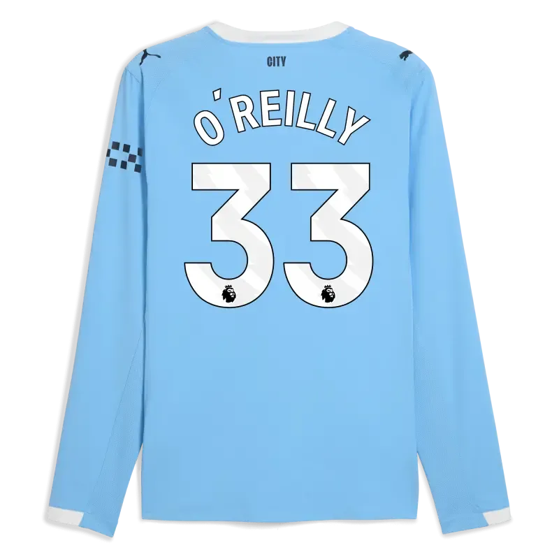 Manchester City Home Authentic Jersey 2025/26 Long Sleeve With O'REILLY 33 Printing