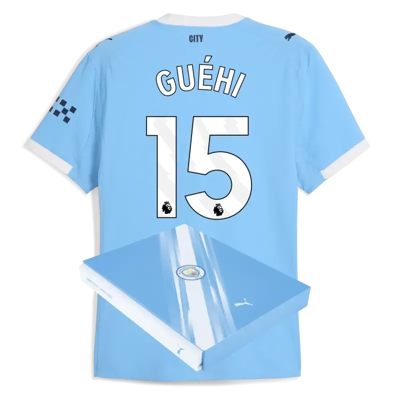 Manchester City Home Authentic Jersey 2025/26 With GUéHI 15 Printing in Gift Box