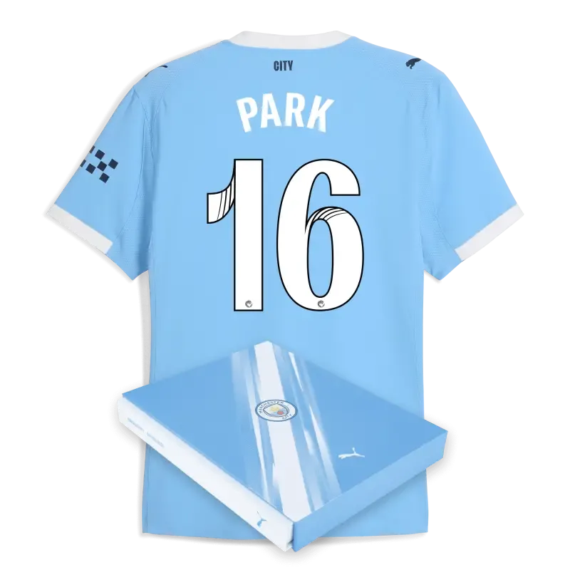 Manchester City Home Authentic Jersey 2025/26 With PARK 16 Printing in Gift Box