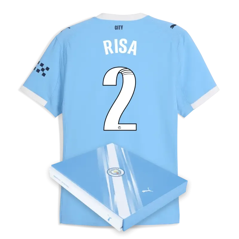 Manchester City Home Authentic Jersey 2025/26 With RISA 2 Printing in Gift Box