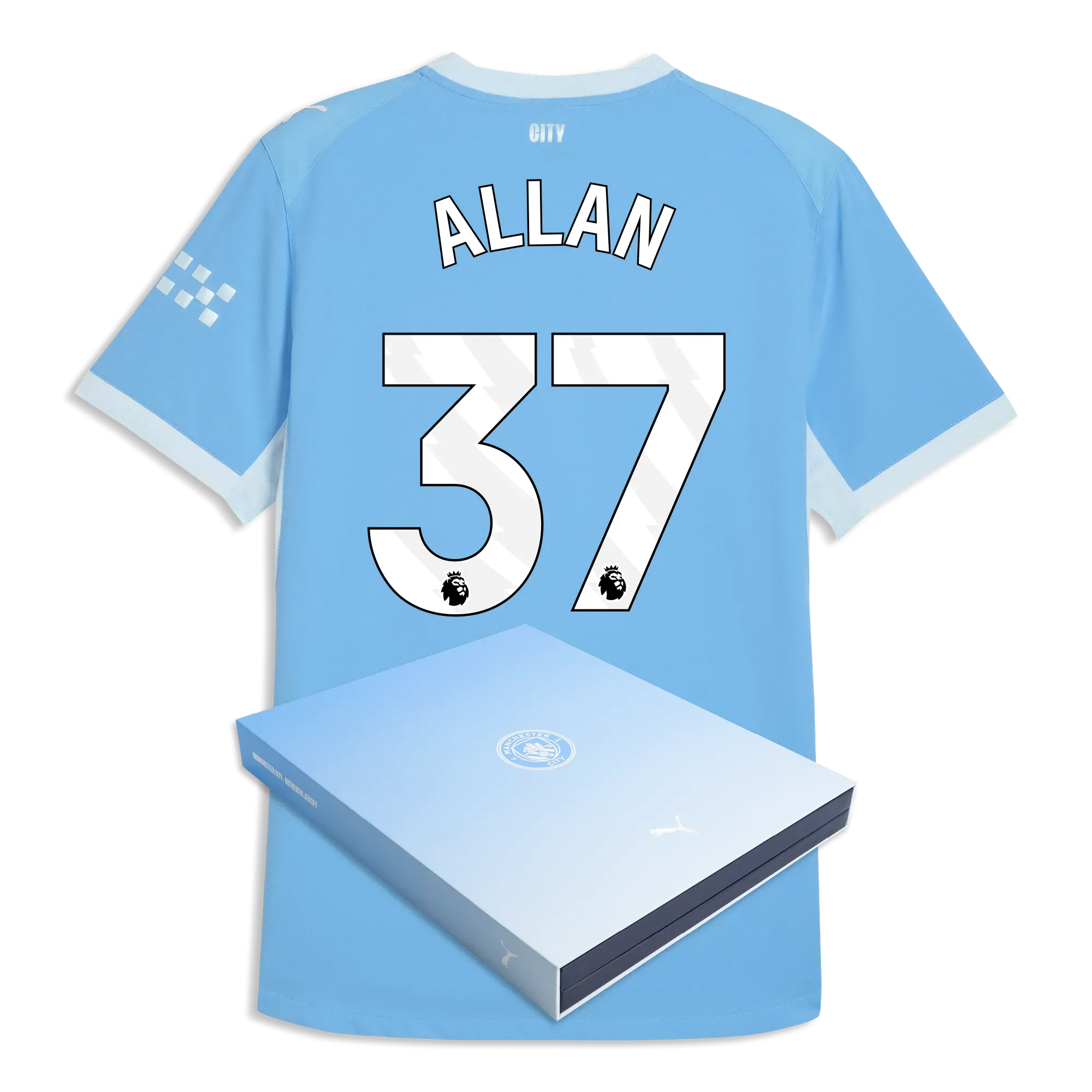 Manchester City Home Authentic Jersey 2026/27 With ALLAN 37 Printing in Gift Box | Manchester City Shop