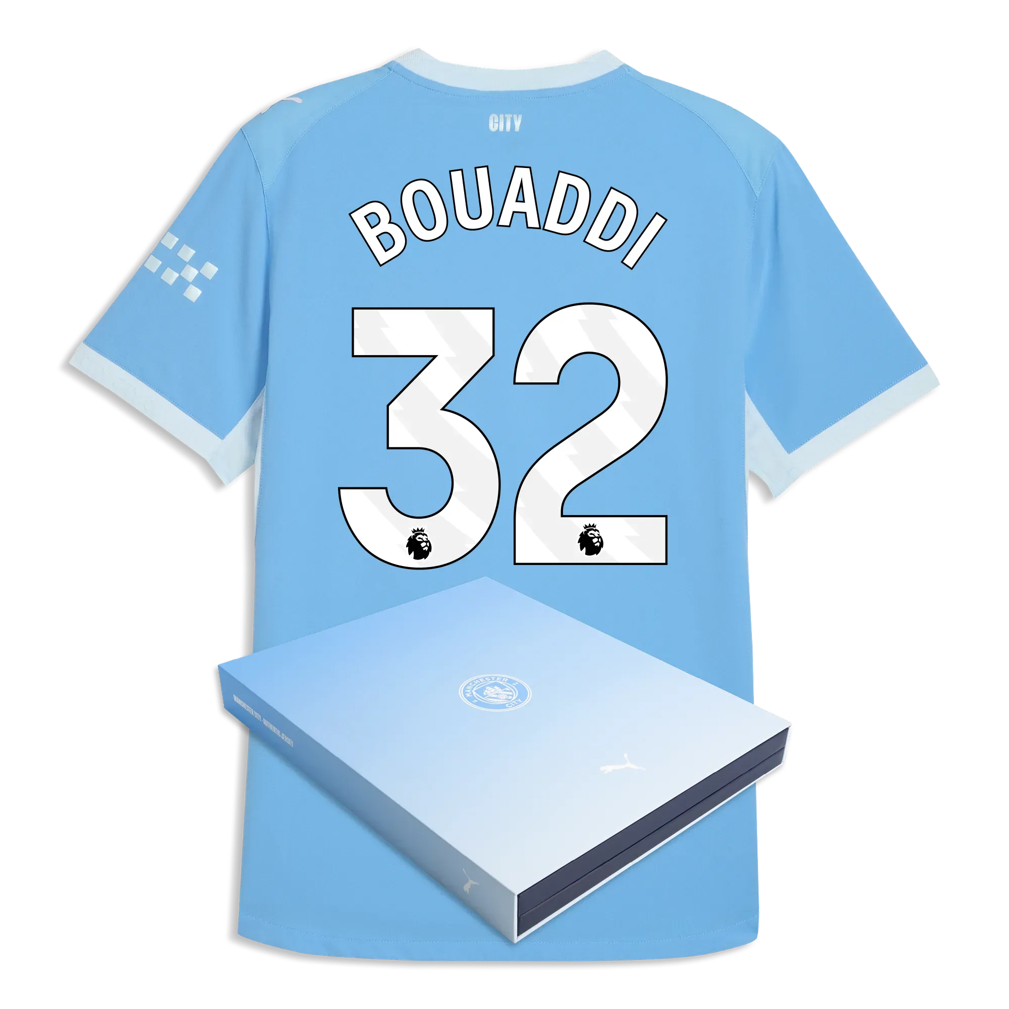 Manchester City Home Authentic Jersey 2026/27 With BOUADDI 32 Printing in Gift Box | Manchester City Shop