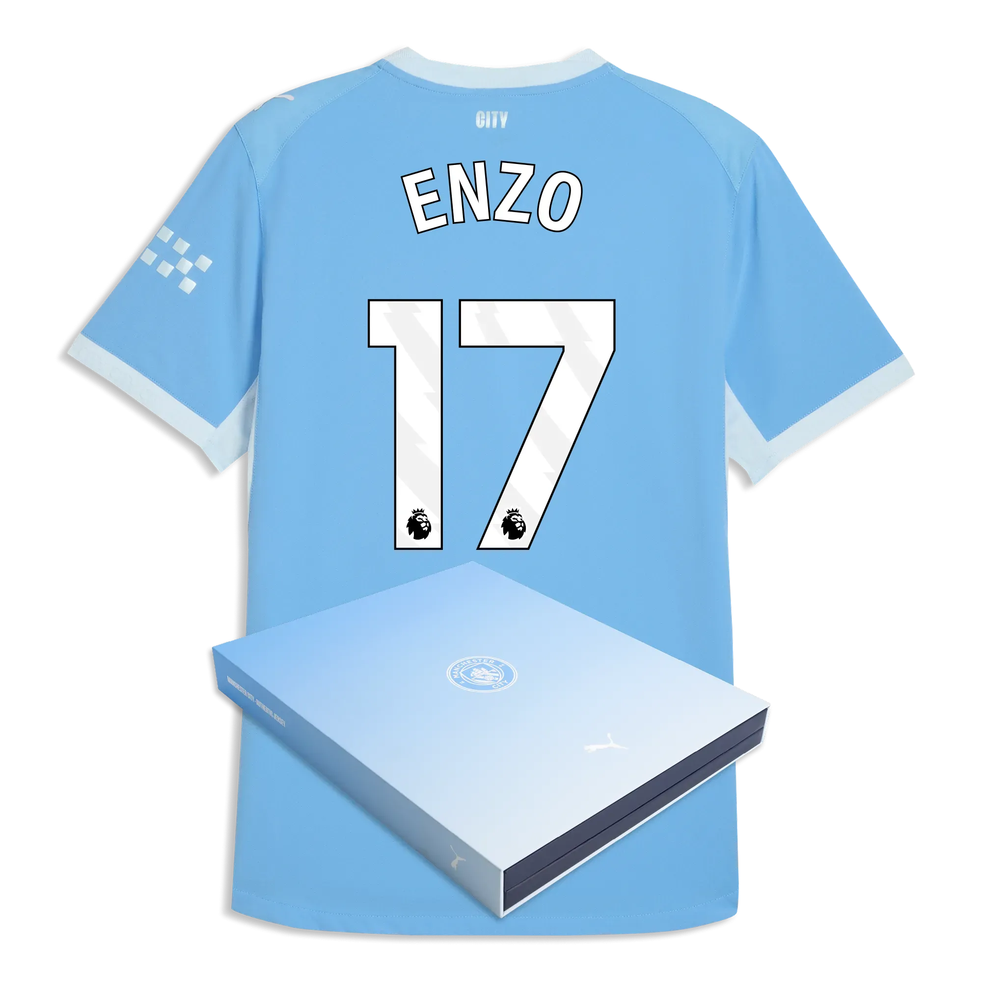 Manchester City Home Authentic Jersey 2026/27 With ENZO 17 Printing in Gift Box | Manchester City Shop
