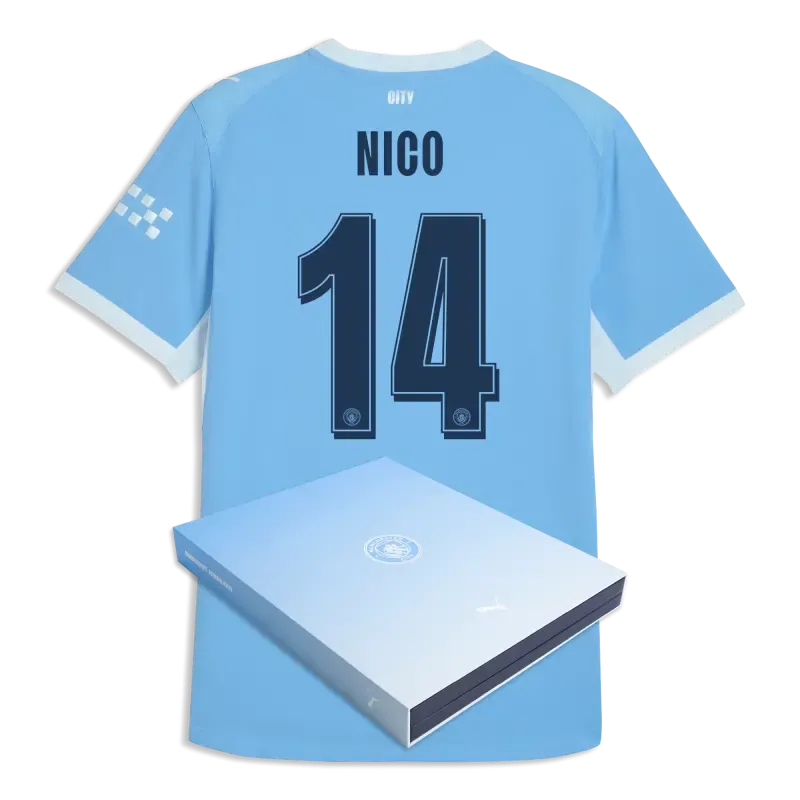 Manchester City Home Authentic Jersey 2026/27 With NICO 14 Printing in Gift Box