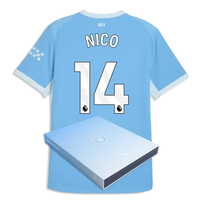 Manchester City Home Authentic Jersey 2026/27 With NICO 14 Printing in Gift Box