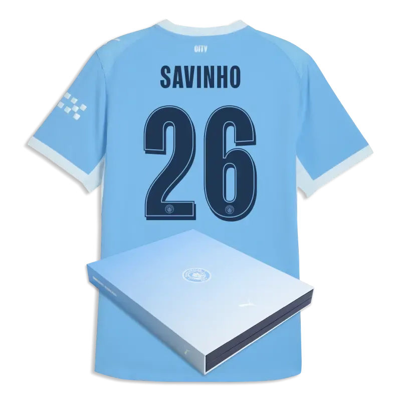 Manchester City Home Authentic Jersey 2026/27 With SAVINHO 26 Printing in Gift Box