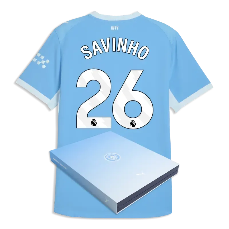 Manchester City Home Authentic Jersey 2026/27 With SAVINHO 26 Printing in Gift Box
