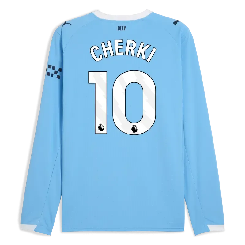 Manchester City Home Jersey 2025/26 Long Sleeve With CHERKI 10 Printing