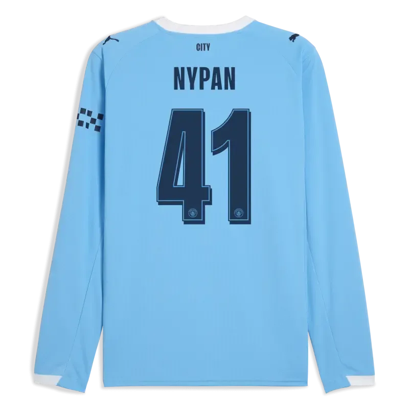 Manchester City Home Jersey 2025/26 Long Sleeve With NYPAN 41 Printing