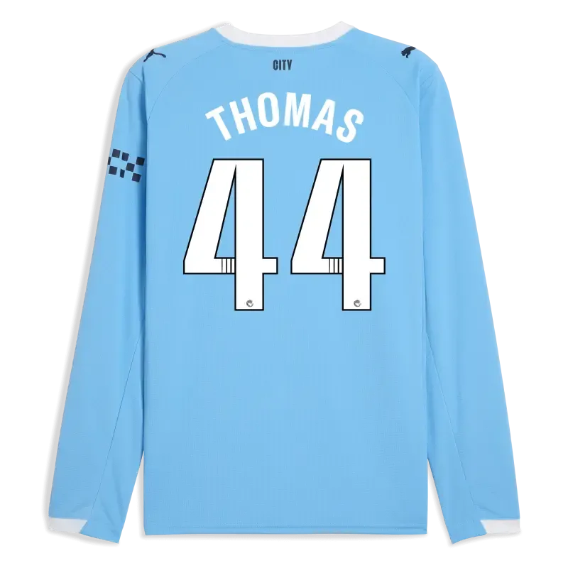 Manchester City Home Jersey 2025/26 Long Sleeve With THOMAS 44 Printing