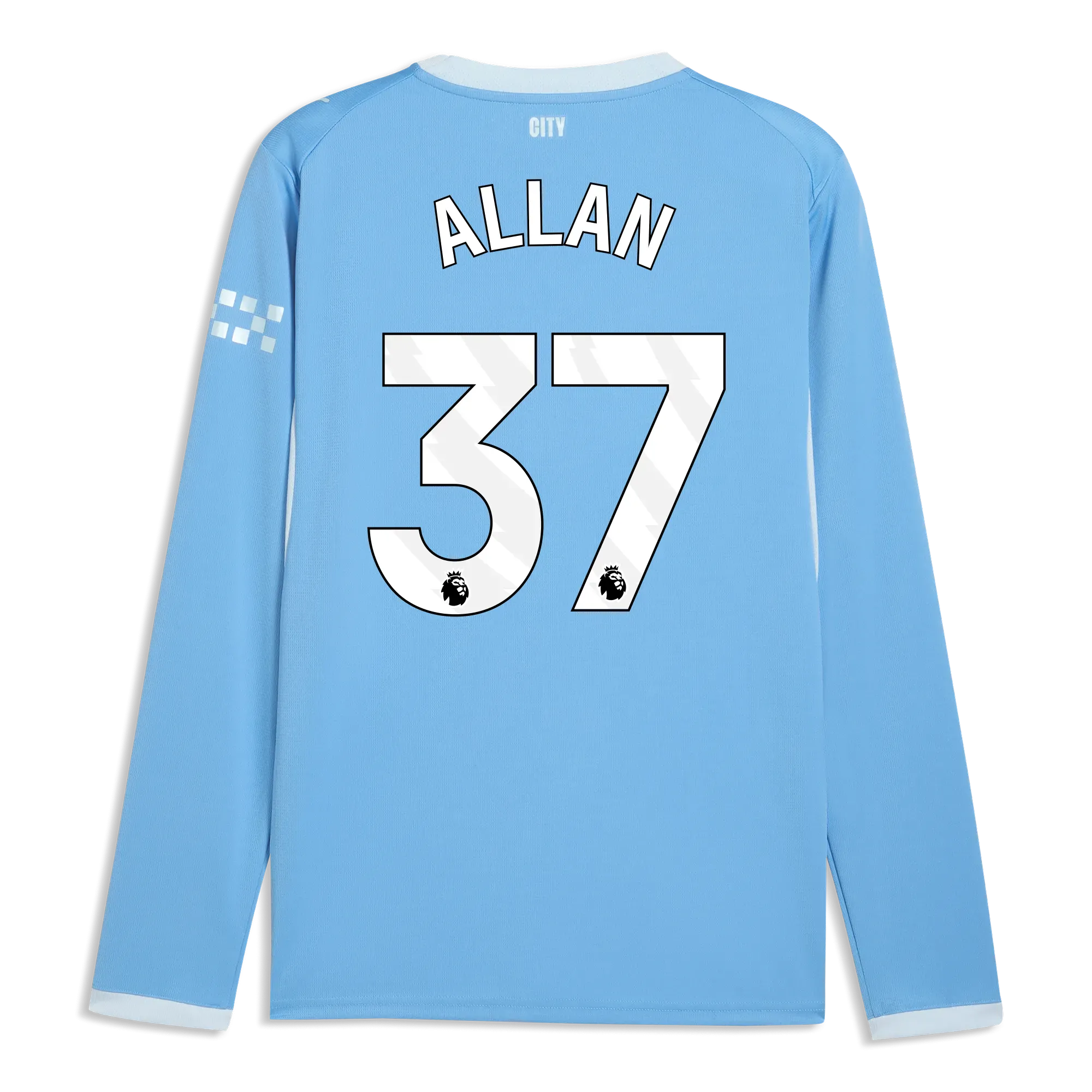 Manchester City Home Jersey 2026/27 Long Sleeve With ALLAN 37 Printing | Manchester City Shop