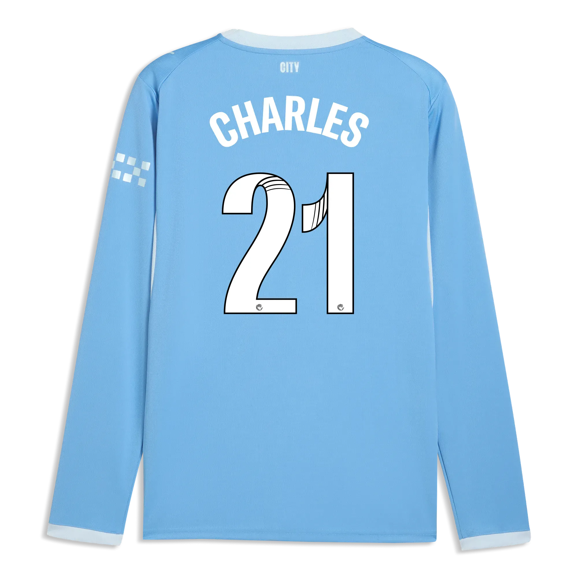 Manchester City Home Jersey 2026/27 Long Sleeve With CHARLES 21 Printing | Manchester City Shop