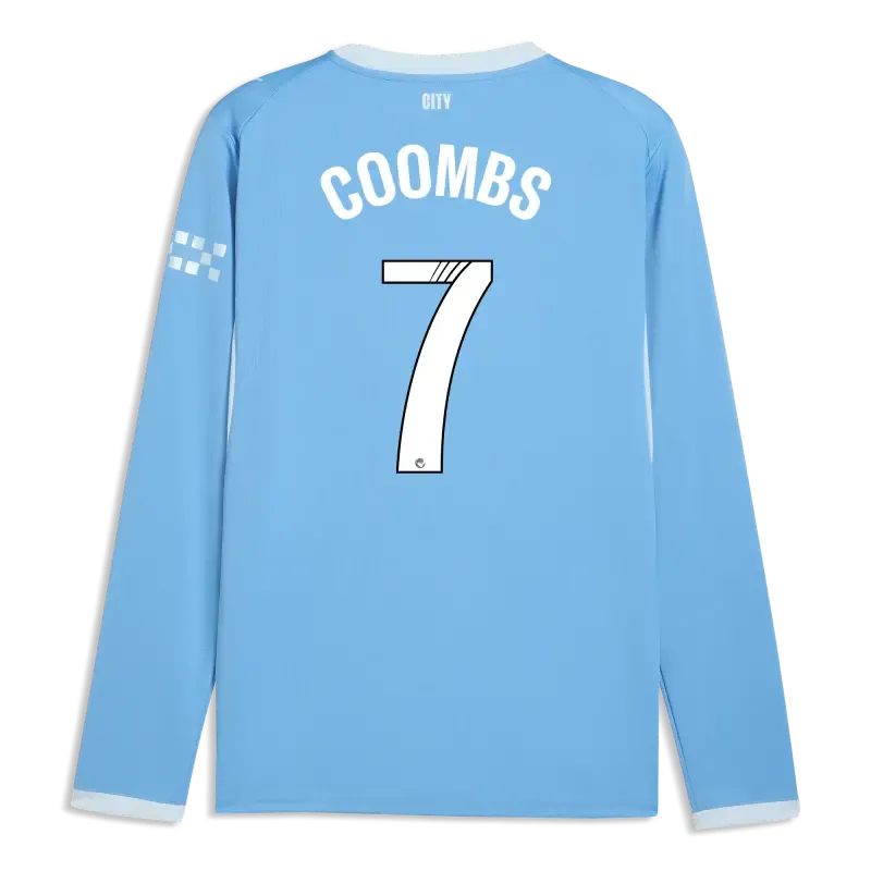 Manchester City Home Jersey 2026/27 Long Sleeve With COOMBS 7 Printing