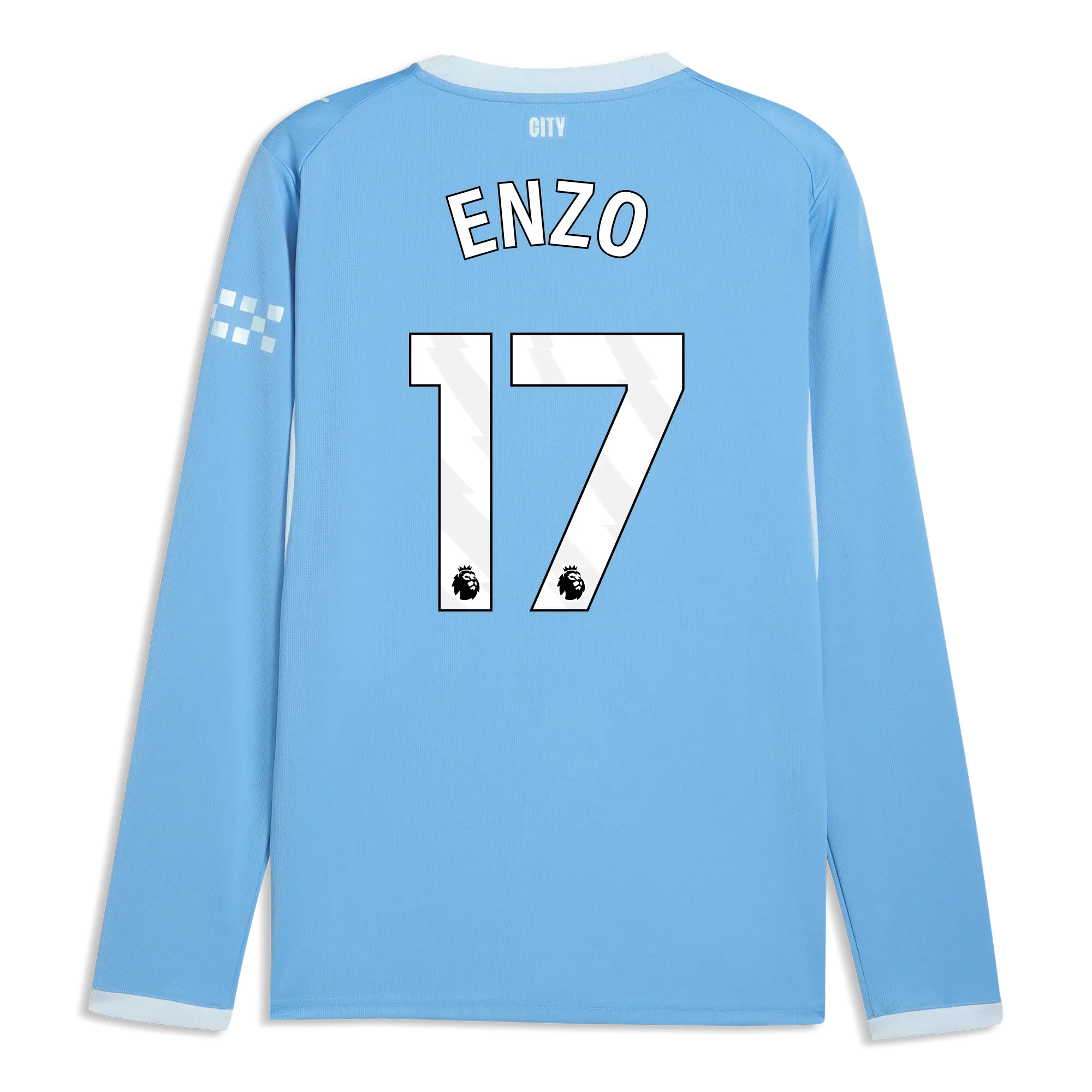 Manchester City Home Jersey 2026/27 Long Sleeve With ENZO 17 Printing | Manchester City Shop