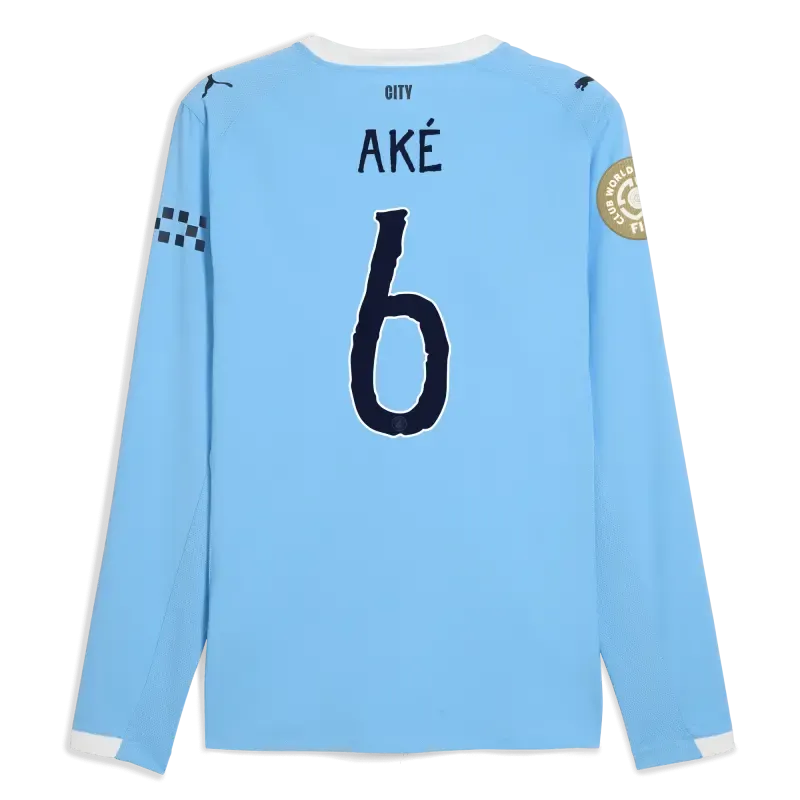 Manchester City KidSuper Club World Cup Home Authentic Jersey 2025/26 Long Sleeve With AKÉ 6 Printing