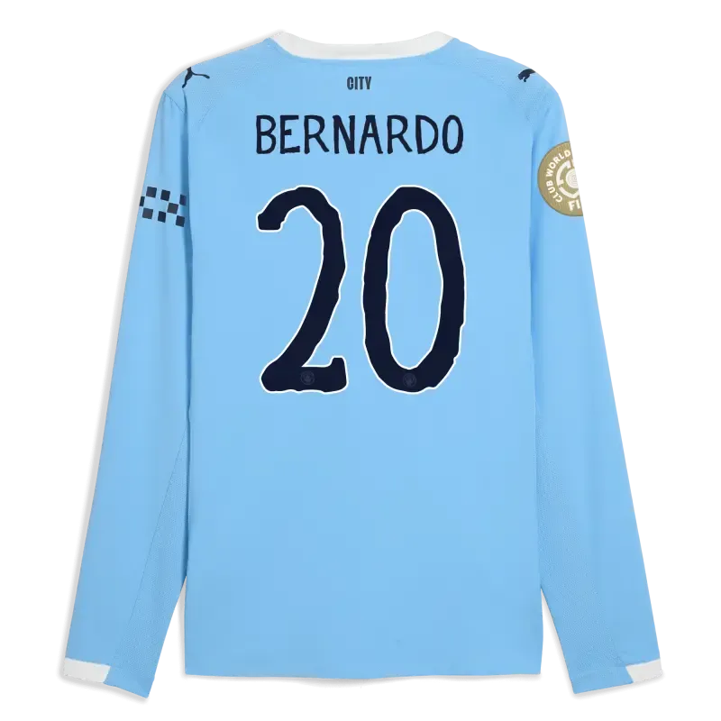 Manchester City KidSuper Club World Cup Home Authentic Jersey 2025/26 Long Sleeve With BERNARDO 20 Printing