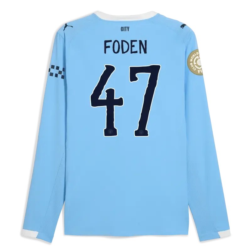 Manchester City KidSuper Club World Cup Home Authentic Jersey 2025/26 Long Sleeve With FODEN 47 Printing