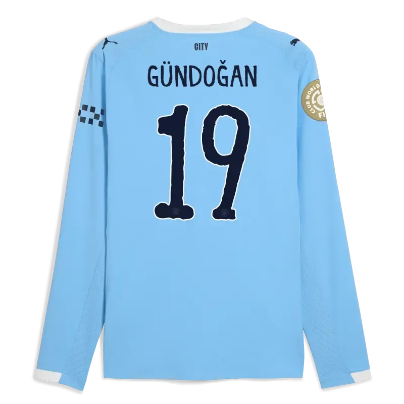 Manchester City KidSuper Club World Cup Home Authentic Jersey 2025/26 Long Sleeve With GÜNDOĞAN 19 Printing