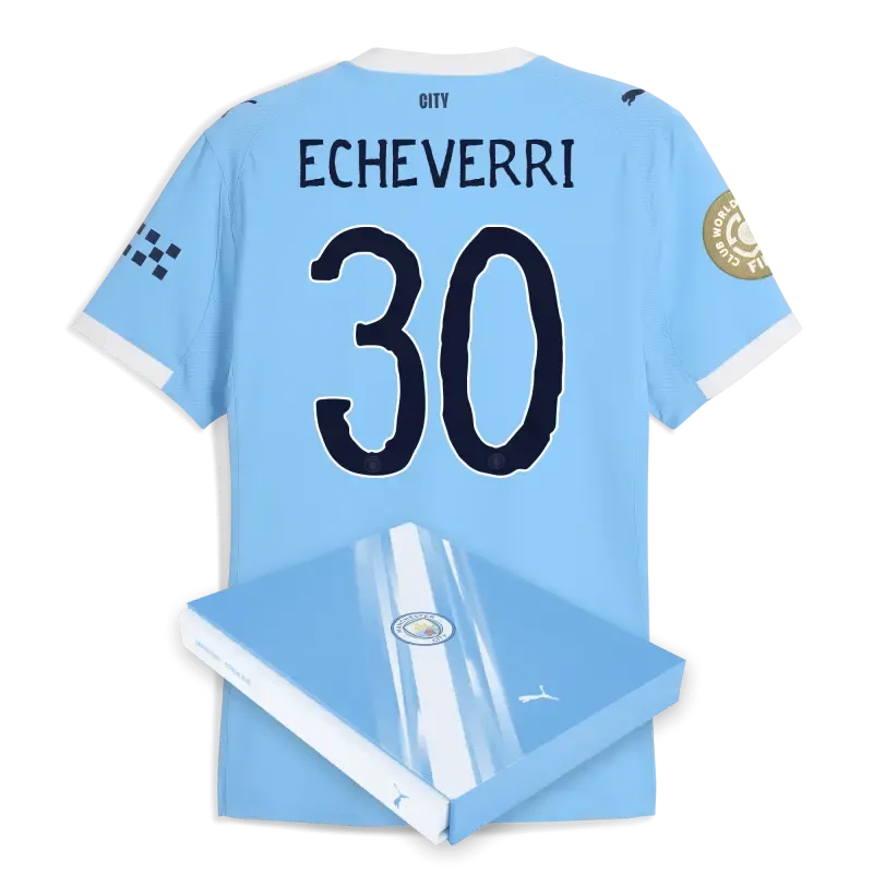 Manchester City KidSuper Club World Cup Home Authentic Jersey 2025/26 With ECHEVERRI 30 Printing in Gift Box