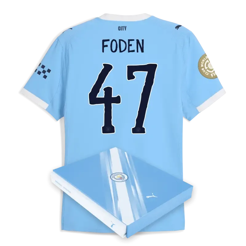 Manchester City KidSuper Club World Cup Home Authentic Jersey 2025/26 With FODEN 47 Printing in Gift Box