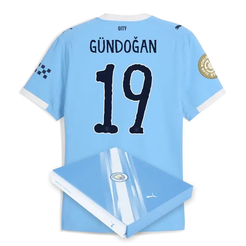 Manchester City KidSuper Club World Cup Home Authentic Jersey 2025/26 With GÜNDOĞAN 19 Printing in Gift Box
