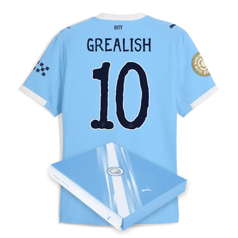 Manchester City KidSuper Club World Cup Home Authentic Jersey 2025/26 With GREALISH 10 Printing in Gift Box