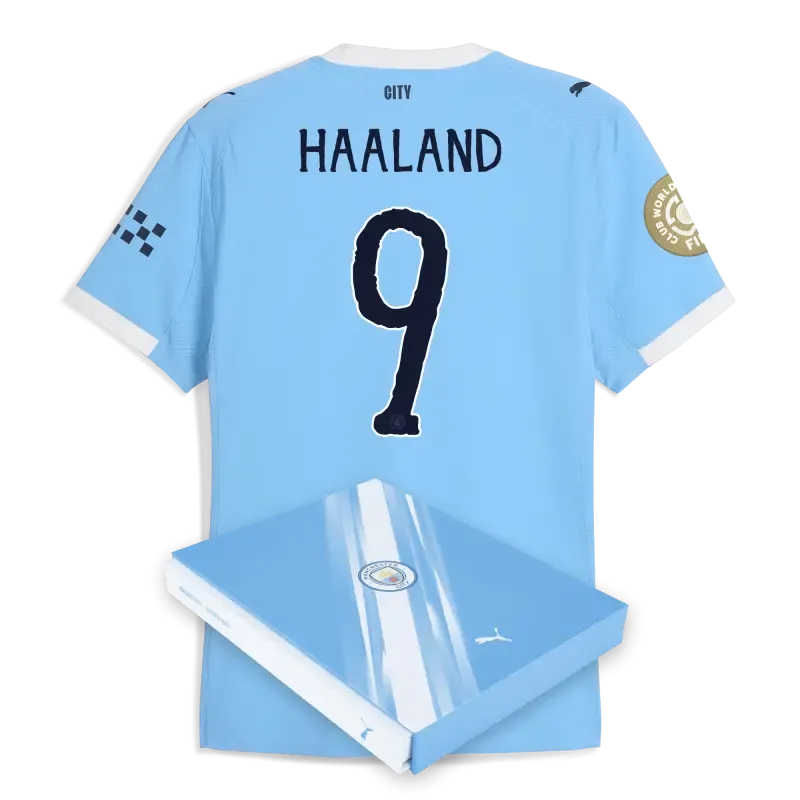 Manchester City KidSuper Club World Cup Home Authentic Jersey 2025/26 With HAALAND 9 Printing in Gift Box