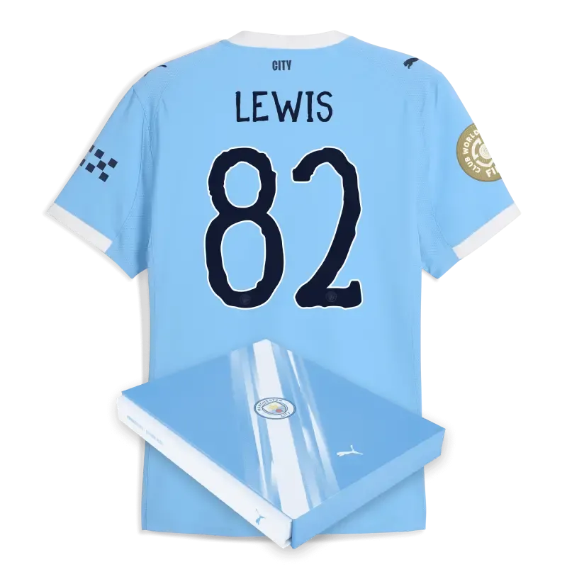 Manchester City KidSuper Club World Cup Home Authentic Jersey 2025/26 With LEWIS 82 Printing in Gift Box