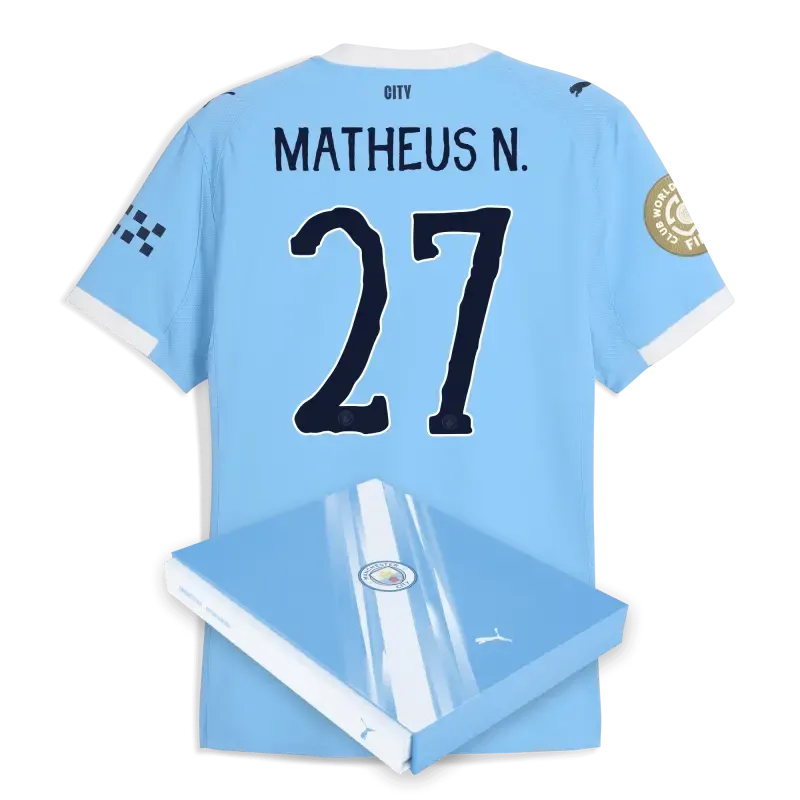 Manchester City KidSuper Club World Cup Home Authentic Jersey 2025/26 With MATHEUS N. 27 Printing in Gift Box