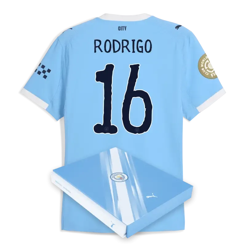 Manchester City KidSuper Club World Cup Home Authentic Jersey 2025/26 With RODRIGO 16 Printing in Gift Box