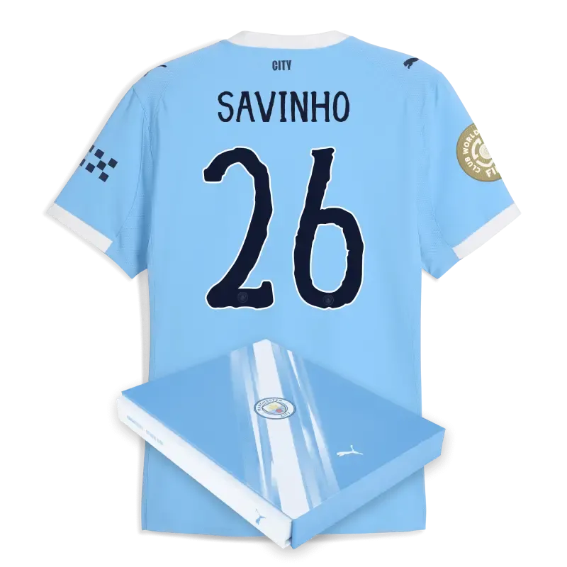 Manchester City KidSuper Club World Cup Home Authentic Jersey 2025/26 With SAVINHO 26 Printing in Gift Box